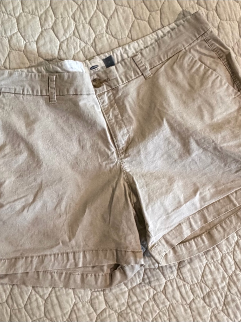 Old Navy Light Beige Cotton Shorts with Button Detail
